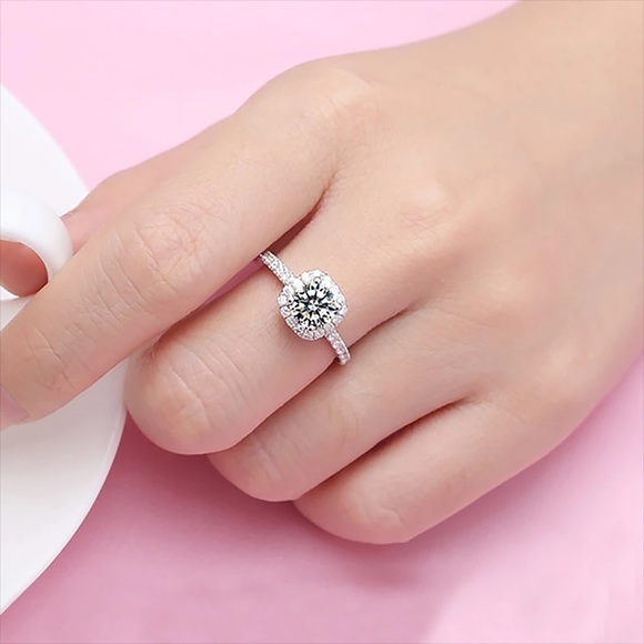 3Ct Halo 925 Princess Cushion Cut Engagement Ring - Picture 16 of 16